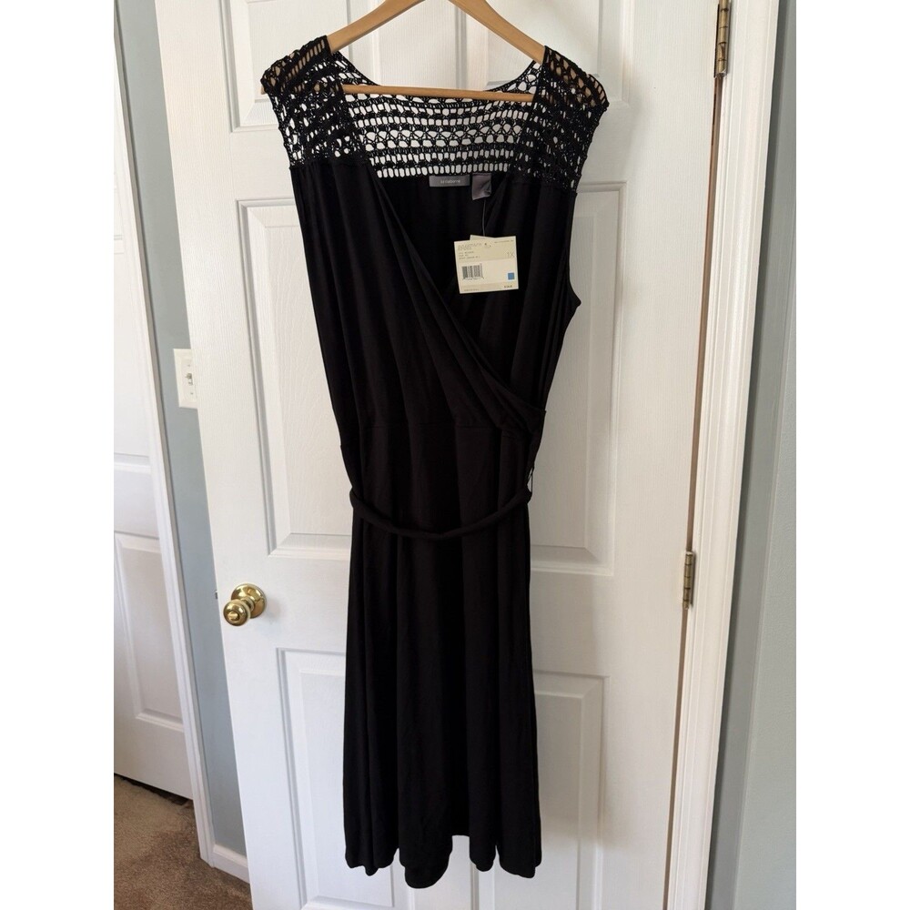 NWT Liz Claiborne Black Crochet Lace Neck Surplus Sundress Size 1X MSRP